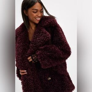 Free People Deep Burgundy Teddy Jacket